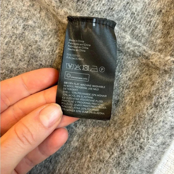 H&M Sweater Women M Gray Mohair Wool Long Open Cardigan Slouchy Oversize Grandpa - Picture 5 of 9